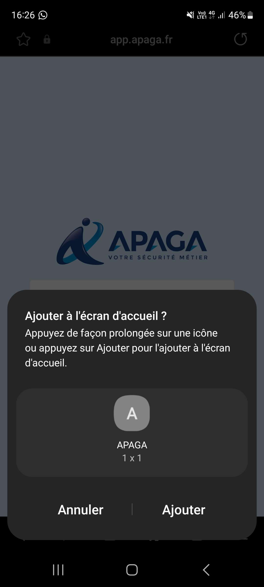Ajouter APAGA android 4